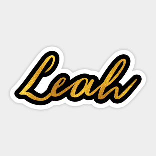 Leah Name Hand Lettering in Faux Gold Letters Sticker